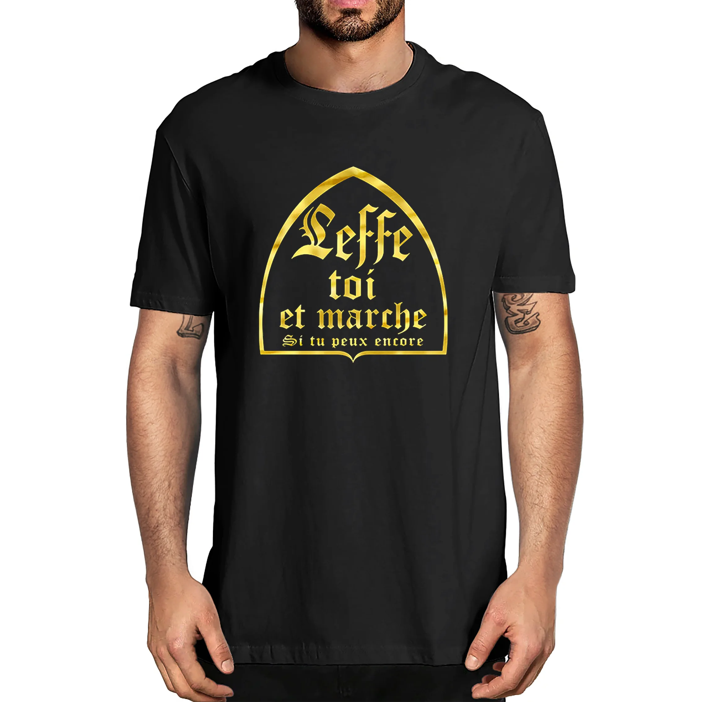 

Unisex Leffe-Yourself And Walk If You Still Can T-Shirt French Text Humor Beer Alcohol Drinking Lovers Men's 100% Cotton T-Shirt