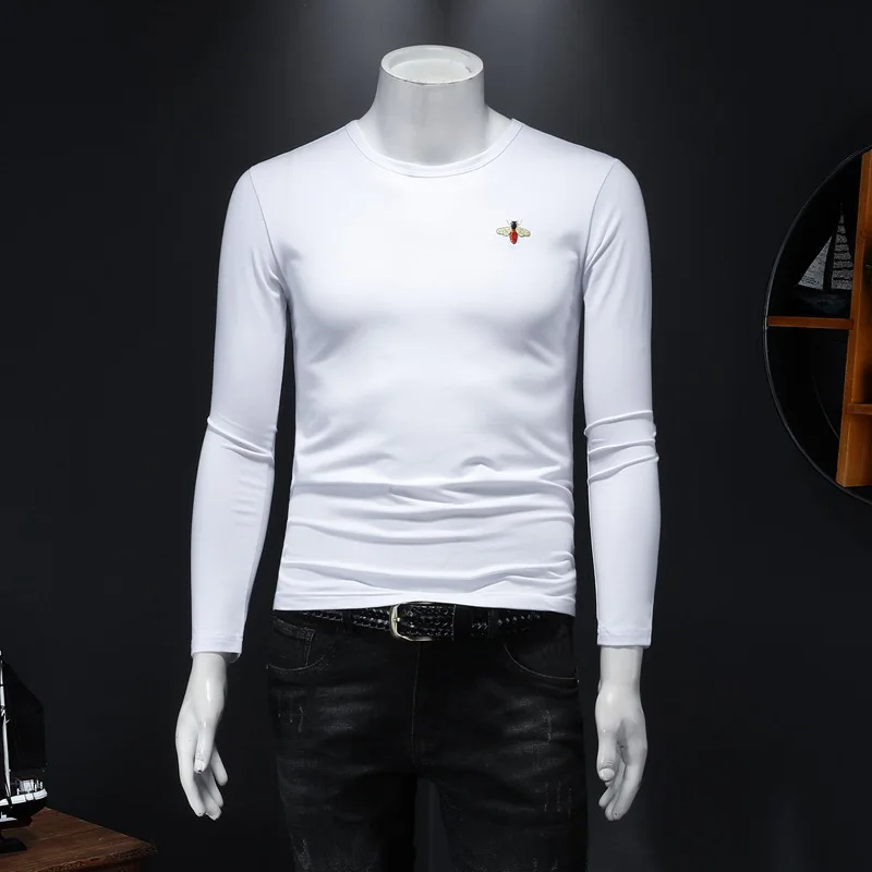 

Мужская футболка с длинным рукавом и вышивкой, из мерсеризованного хлопка