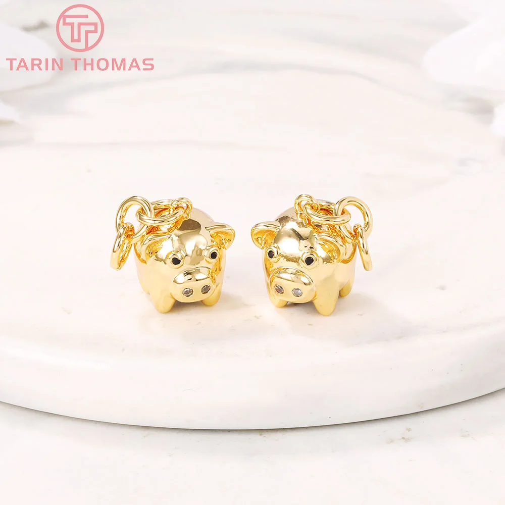 

4PCS 9x12MM 24K Gold Color Brass Honey Pig Charm Pendants for DIY Jewelry Making Findings Accessories Wholesale