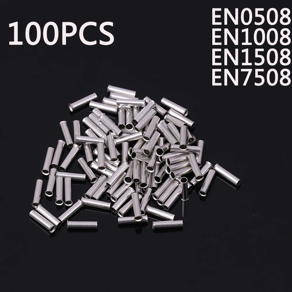 

100Pcs Copper Crimp Terminals 16-22AWG Insulated Copper Tube-shaped Bare Terminals Set Cord Pin End Wire Connector EN0508 EN1008