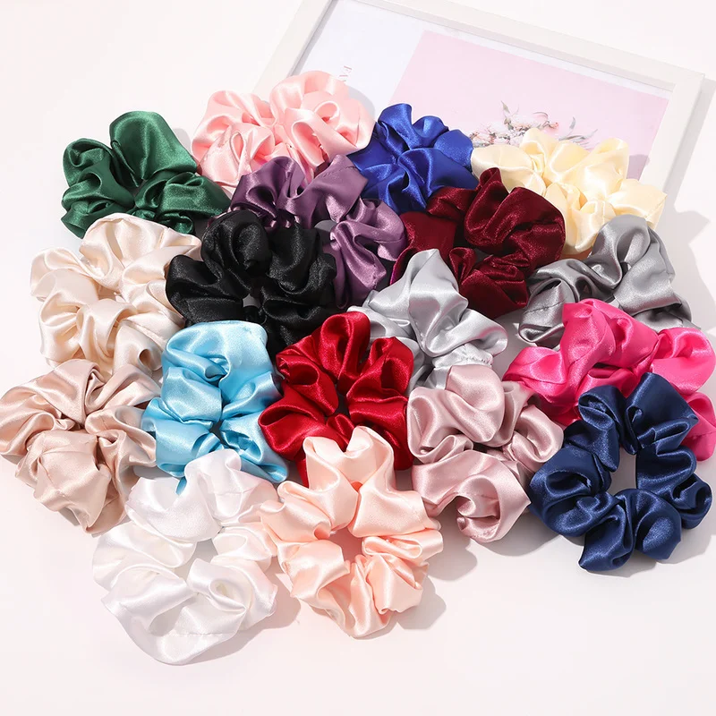 

Oversized Mulberry Silk Scrunchie Women's Hair Ties Casual Solid Rubber Bands Chouchou Satin Headdress coletero pelo mujer