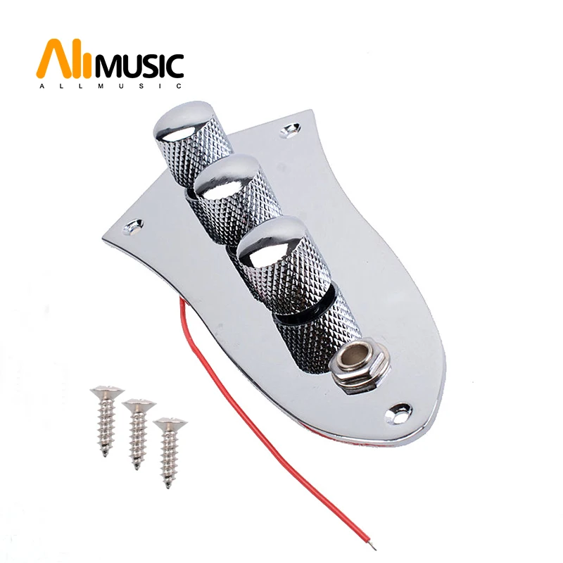 

Jazz Bass JB Switch Control Plate Assembly Knobs Pots Loaded M511 Chrome Plated with 3 Screws