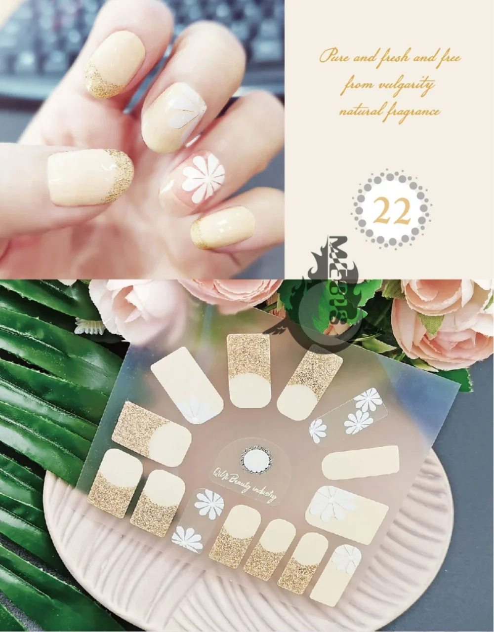 

Free Shipping Multiple Styles 22 Tips Nail Art/Stickers Gold Manicure Sliders Stickers for Nails Decoration for Nails Supplies