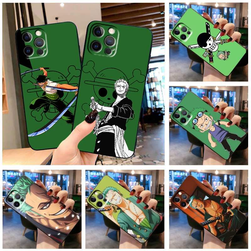 Anime O-nes Pieces Zoros Phone Case For Apple iPhone 14 13 12 11 SE XS XR X 7 8 6 mini Plus Pro MAX 2020 Black Cover