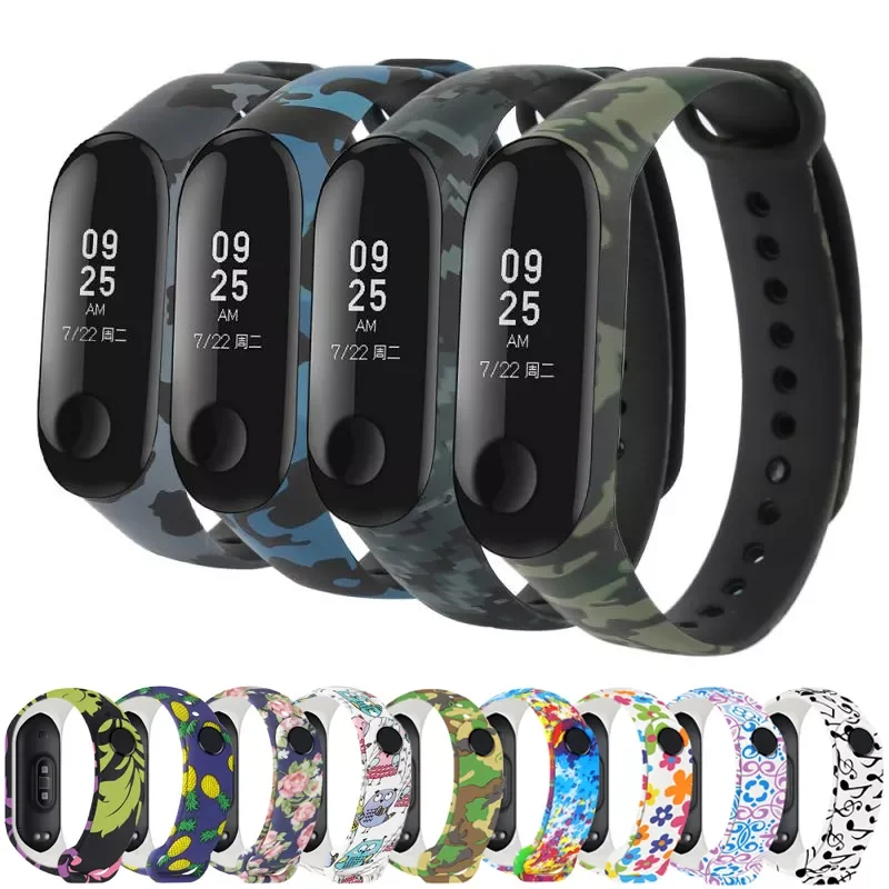 

Printed Strap For Mi Band 4 5 Silicone Replacement Bracelet For Xiaomi Miband 3 4 5 6 Wrist Strap Colorful Flowers Wristband 3 4