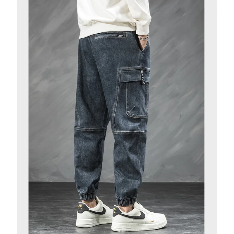 Men Clothing Autumn and Winter Straight Loose Cylinder Cargo Pants Versatile Comfortable Bluish Grey Harun Large Trousers Women