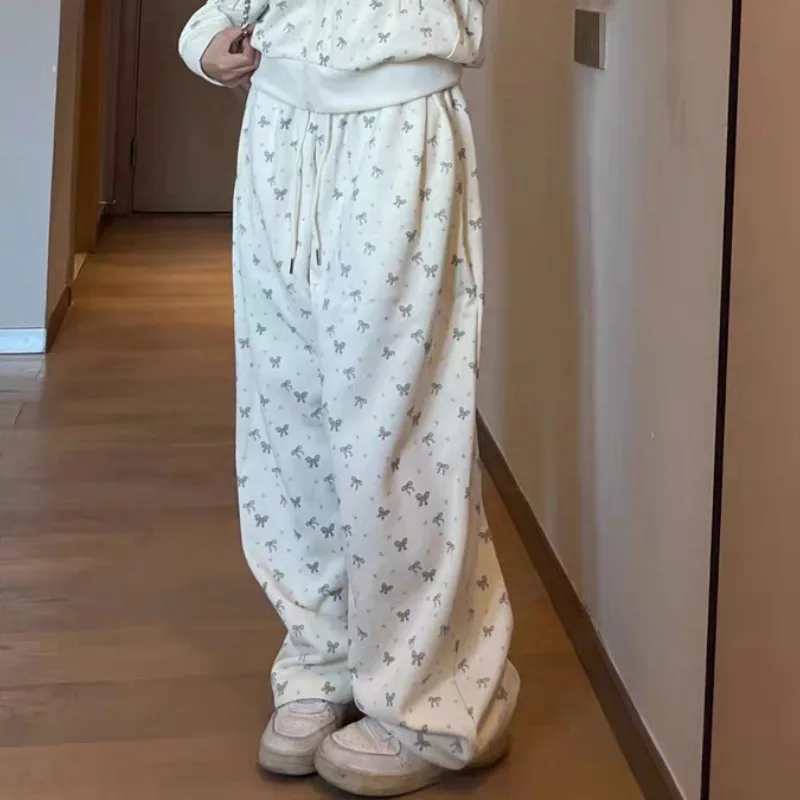 Deeptown Y2k Брюки большого размера с бантом в американском стиле Повседневные