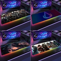 Assassins Creeds Game Led Mouse Pad Rgb Rug Mouse Mat Laptop Mini Gaming Accessories Keyboard Play Mat with Backlight for