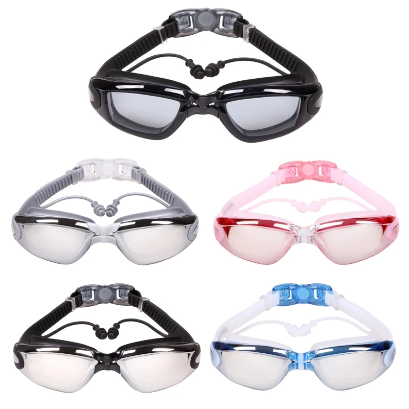 

Adults Anti-fog Swim Goggles with Earplugs No Press The Eye Comfort Swim Eyewear Birthday Gifts for Water Sports Lovers 24BD