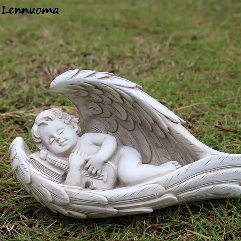 Статуя из смолы Lennuoma статуя ангела для мальчика рукоделия крыла уличная