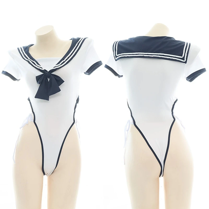 

Lolita Anime Girls School Uniform Sexy Cosplay Jumpsuit Navy Sailor Collar Shirt High Vent Bandage Bodysuit Lingerie Set Gifts