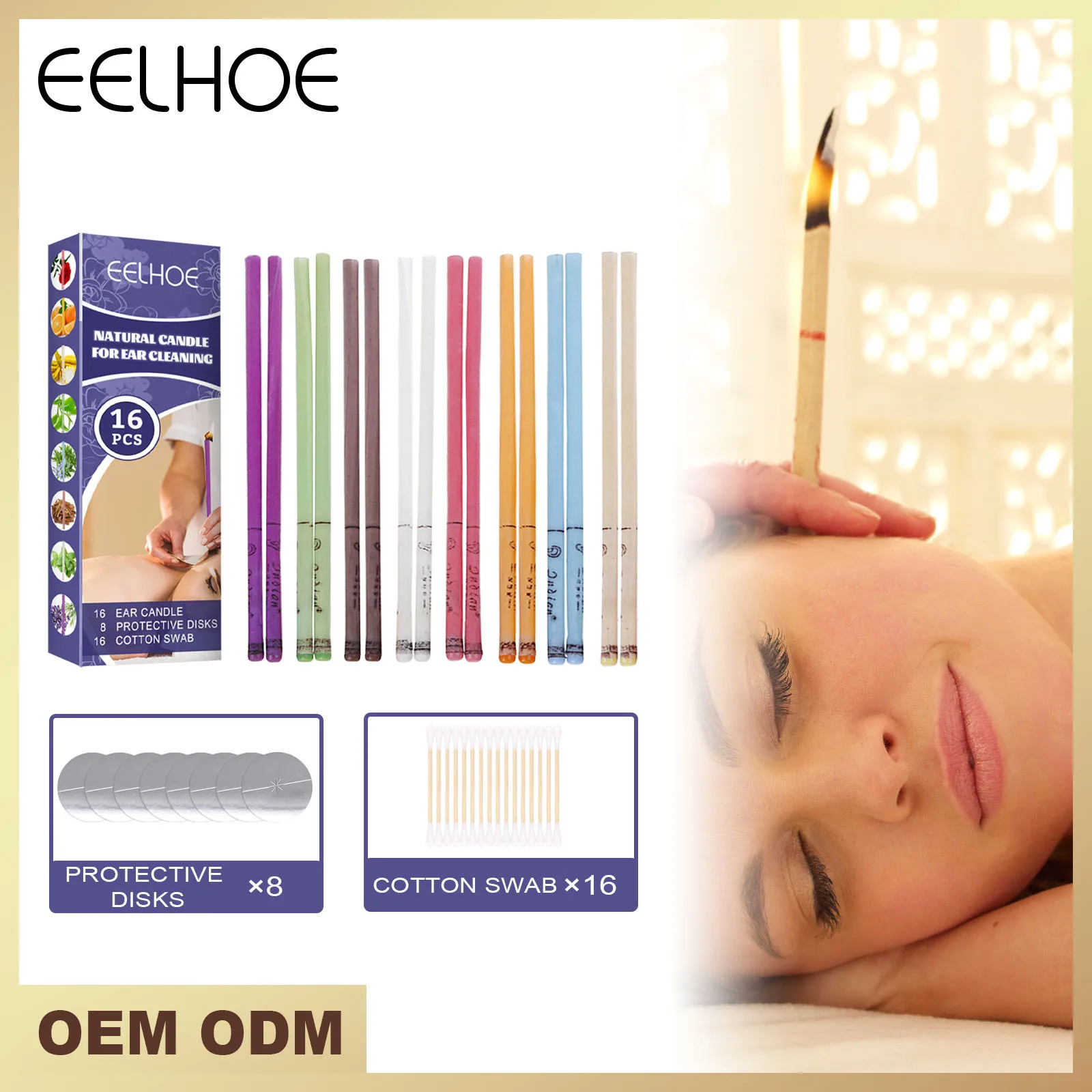 Eelhoe Candle for Ear Cleaning Removal Natural Beeswax Propolis Indiana Therapy Fragrance Candling Cone Candle Relaxation 16pcs