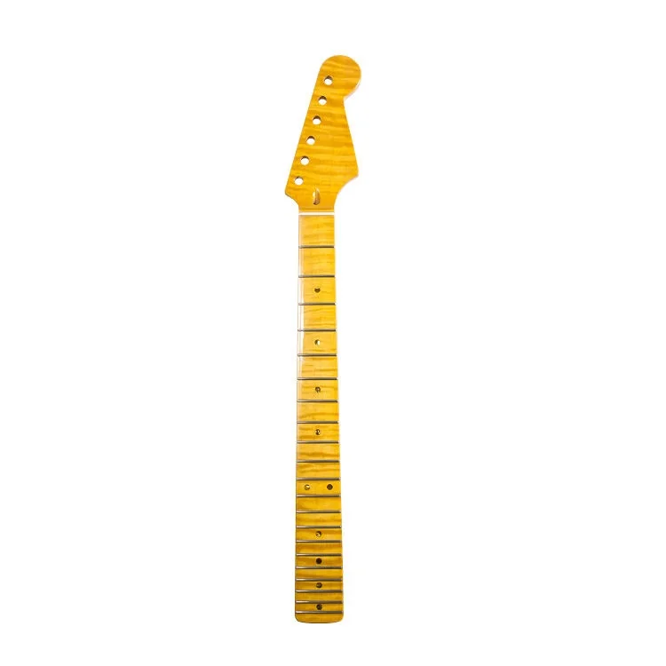 

Replacement ST Electric guitar neck with fingerboard SQ Canadian Flame Maple Guitar Neck glossy 22 Frets 26 inch hotsale factory