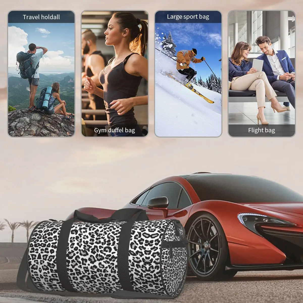 Спортивные сумки с леопардовым принтом чемодан в стиле ретро рисунком животных