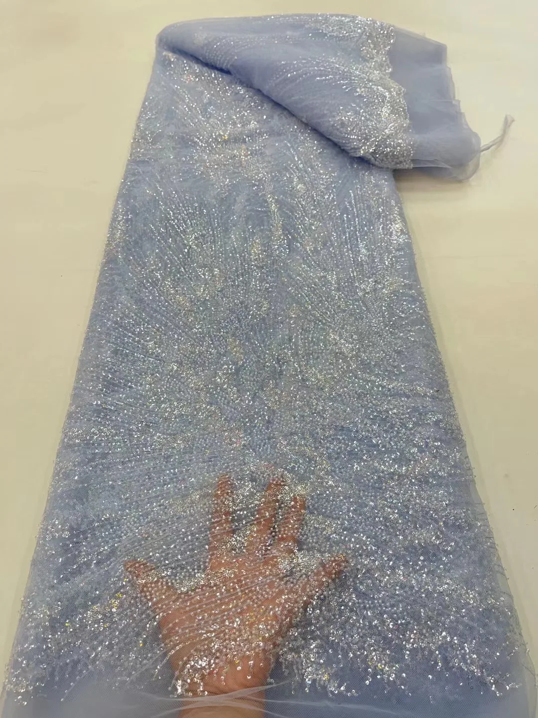 

Африканская Роскошная Тюлевая ткань ручной работы с блестками, швейцарская Тяжелая высококачественная ткань с бусинами, Нигерия для вечер...