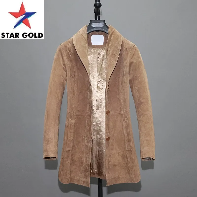 Size Vintage Women 6XL 7XL Pig Suede Long Jacket Slim Fit Unisex Genuine Leather Trench Coat Casual Autumn Windbreaker