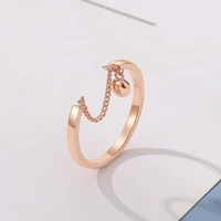 ventfille 100 925 sterling silver ring for women girl rose gold bean with chain open index finger rings wholesale