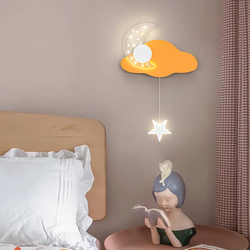 

LED Wall Lamp Sconce For Kids Room Children Bedroom Bedside Living Room Home Deco Moon Star Night Light бра светильник настенный