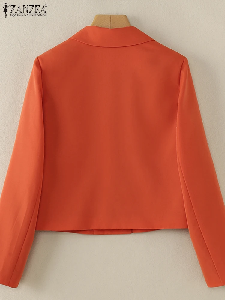 ZANZEA свободные пальто с воротником лацканами женские однотонные пиджаки