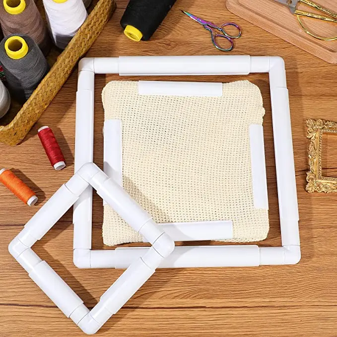

Square Embroidery Hoop, White Cross Stitching Frame Sewing Hoop Handhold Craft Clip Frame Embroidery Snap Frame Hoop DIY