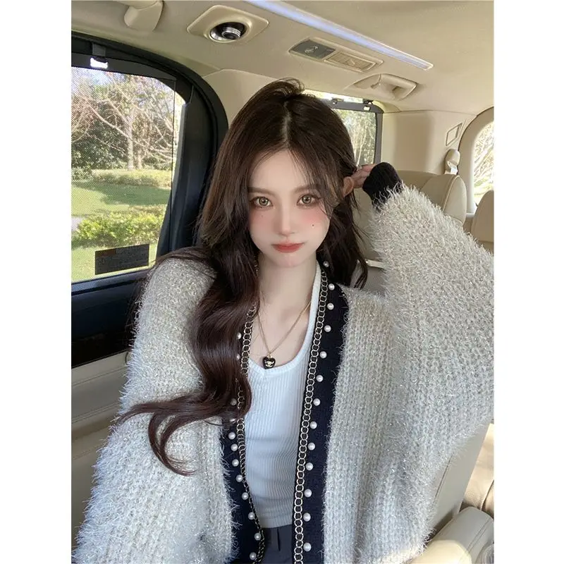 

V-neck Long Full Sleeve Solid Knitted Sweater Women Cardigan Korean Style Sweaters Japan Style Cardigans Ladies Top Female T245