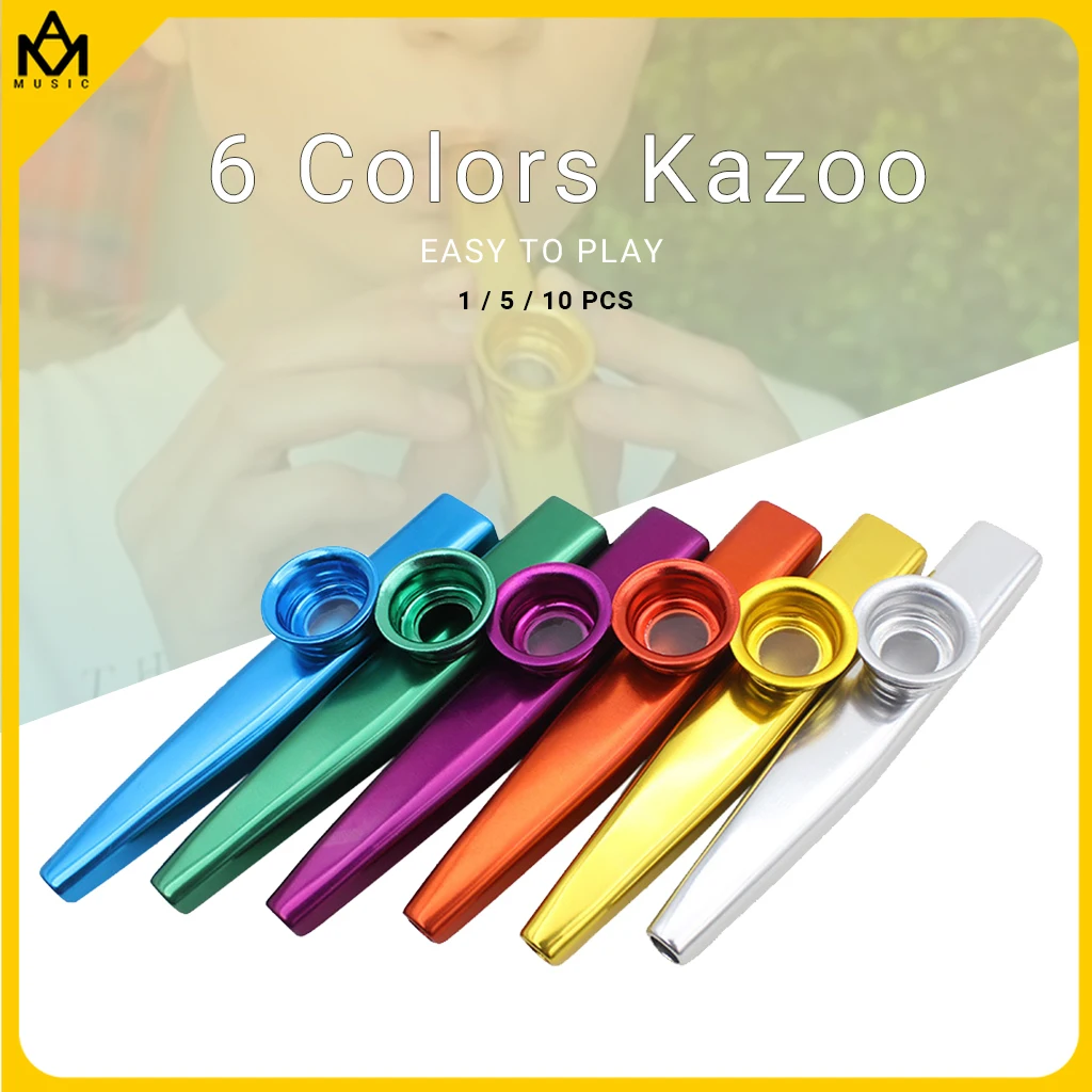 

Simple Design Lightweight Kazoo Aluminum Alloy Metal for Music Lovers 6 Colors Optional Beginner For Kids & Adults 1/5/10 PCS