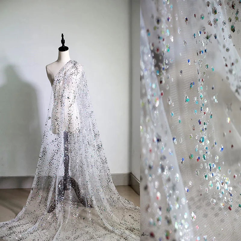 Звездное небо черный волшебный цвет сетка Марля ткань горячие бриллианты