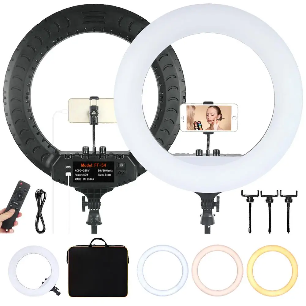 

FOSOTO FT-54 21 Inch Led Ring Light 2700 -6500K Photography Lighting Camera Phone Ringlight Makeup Video Ring Lamp With Remote