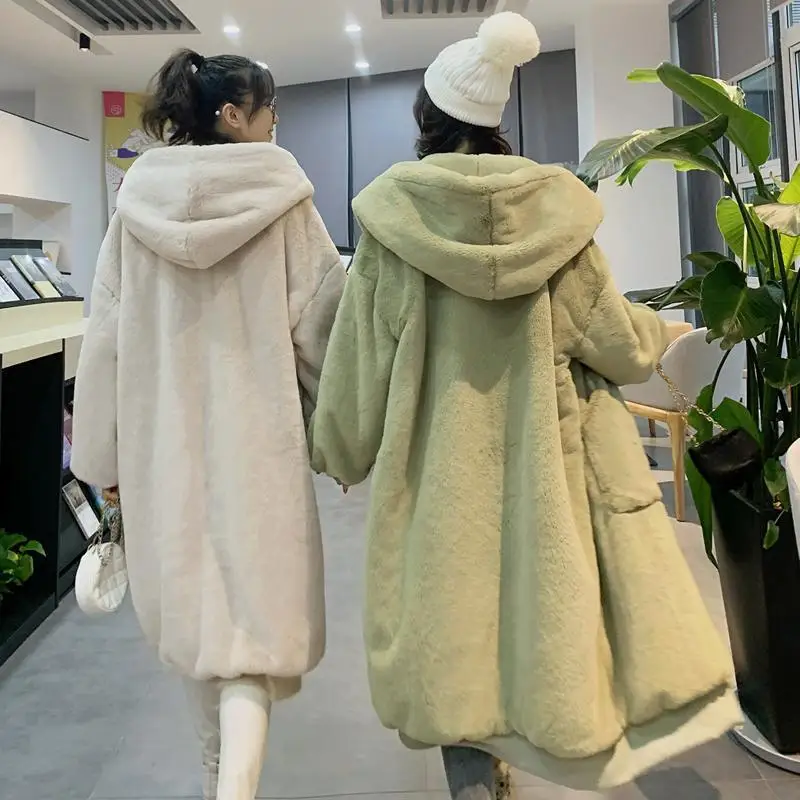 Autumn Winter Faux Fur Coat Women 2022 Casual Luxury Long Oversize Loose Hooded Mane Fur Jacket Female Thick Warm Plush Outwear