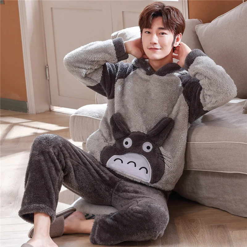 Пижамный мужской комплект из кораллового флиса цвета в ассортименте |