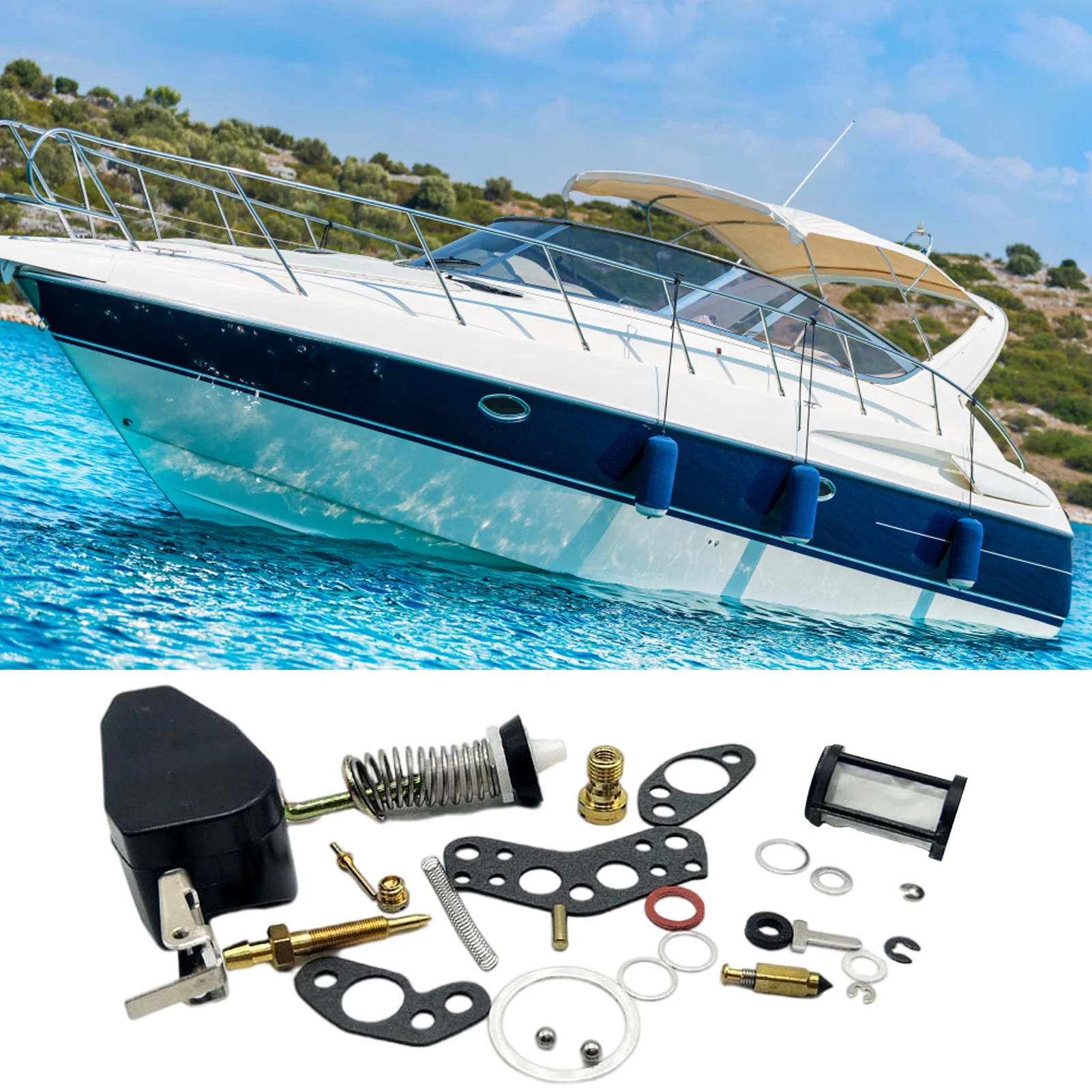 

Набор для Ремонта Карбюратора, комплект для ремонта морского карбюратора с прокладкой и обратным клапаном, аксессуар для обслуживания, сме...