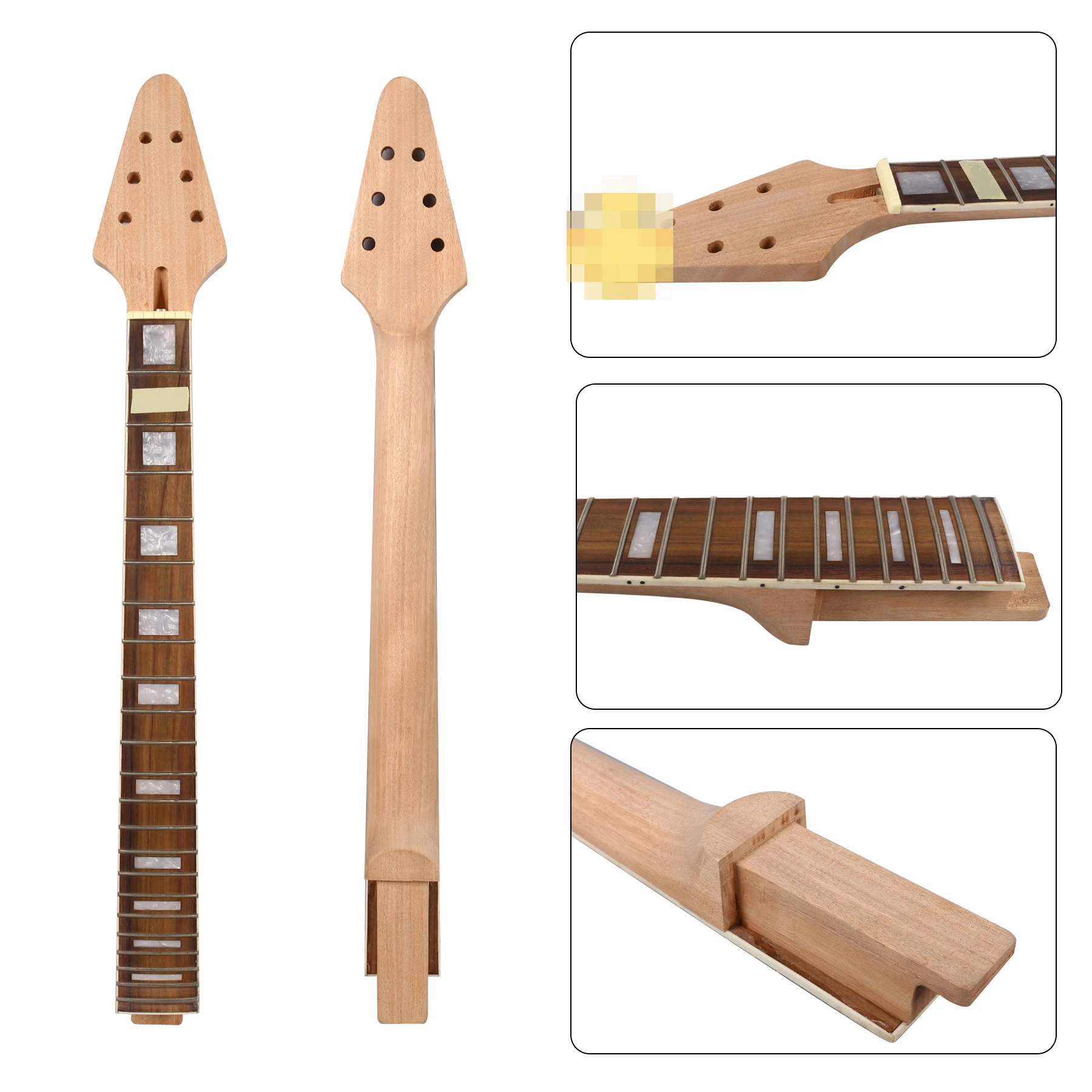 

Новая электрическая гитара, шея, 22 лада, 24,75 дюйма, розетка из розового дерева, семейный набор на каблуке # L13