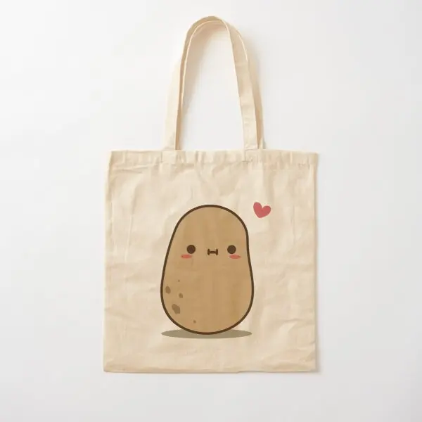

Cute Potato In Love Cotton Canvas Bag Travel Shopper Shoulder Bag Reusable Fabric Fashion Grocery Ladies Designer Women