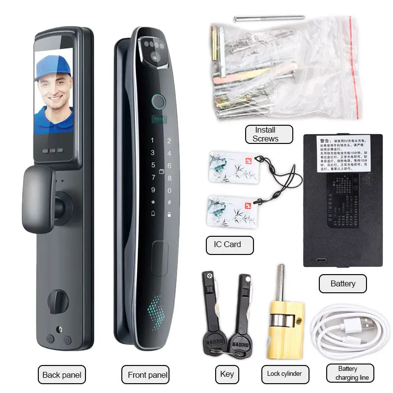 

Smart Lock 3D Face Recognition Smart Door Lock Access Control 7 Unlocking Method for 40-70mm Wooden Door Work Well In The Dark