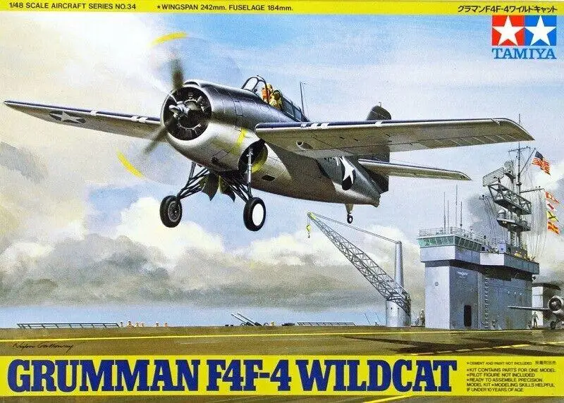 

Tamiya 61034 1/48 Scale Model Aircraft Kit U.S.Navy Grumman F4F-4 Wildcat