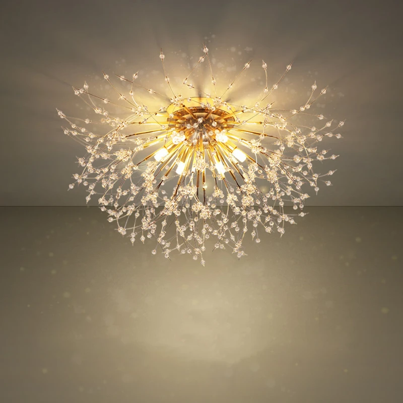 Bedroom light net red dandelion ceiling lamp warm romantic creative living room crystal Nordic luxury room lighting