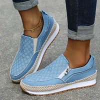 floral loafers ladies low cut lazy sneakers retro braided edge platform shoes zipper fashion womens vulcanized shoes zapatillas