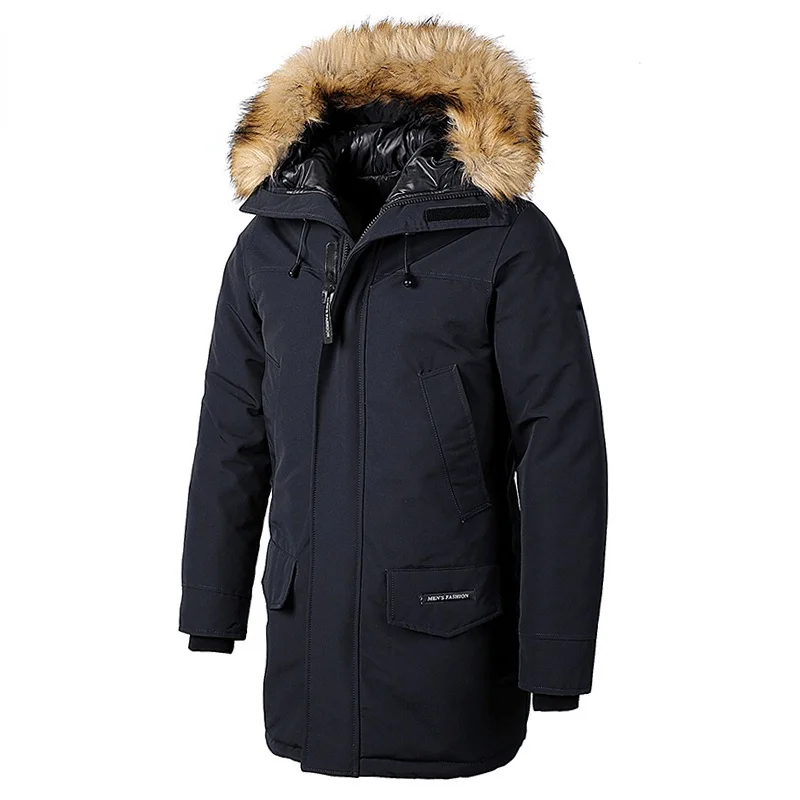 

Men 2021 Winter Casual Classic Long Fur Collar Thick Parkas Jacket Coat Men Outwear Hooded Pockets Waterproof Jackets Parka Men