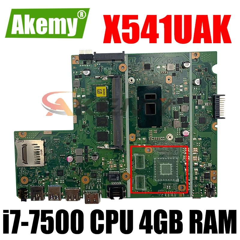 

Процессор X541UAK i7-7500, 4 Гб ОЗУ, материнская плата REV 2,0 для ноутбука ASUS X541UVK X541UA X541UAK, 100% протестированная материнская плата