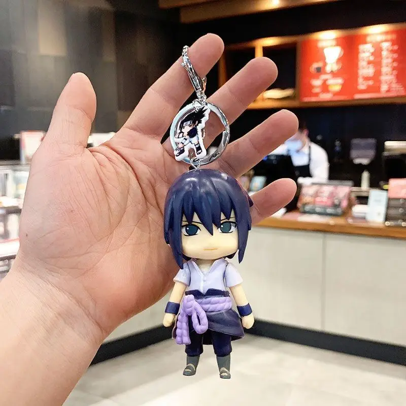 Anime cartoon cute Naruto hand-made Naruto Sasuke Kakashi schoolbag accessories doll pendant small gift key chain wholesale images - 6