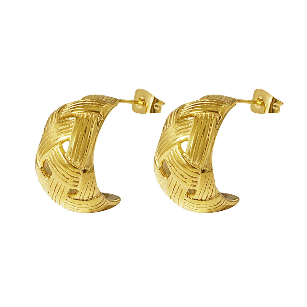 Женские массивные золотые серьги-гвоздики в форме капли воды модные