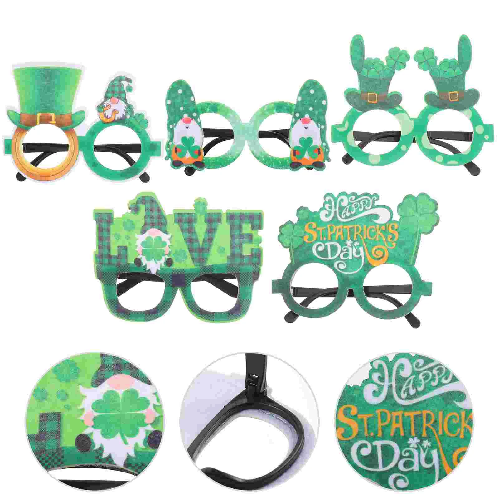 5 шт. очки из фетра реквизит для фотосессии на день Святого Патрика светодиодные