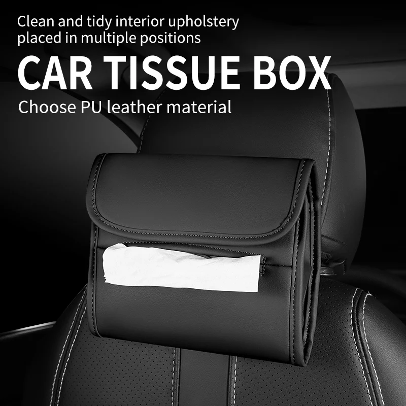 

Автомобильный бумажный ящик для спинки кресла, кожаный бумажный ящик для хранения автомобильных сумок, ремни для сидений, товары для салона автомобиля, логотип на заказ