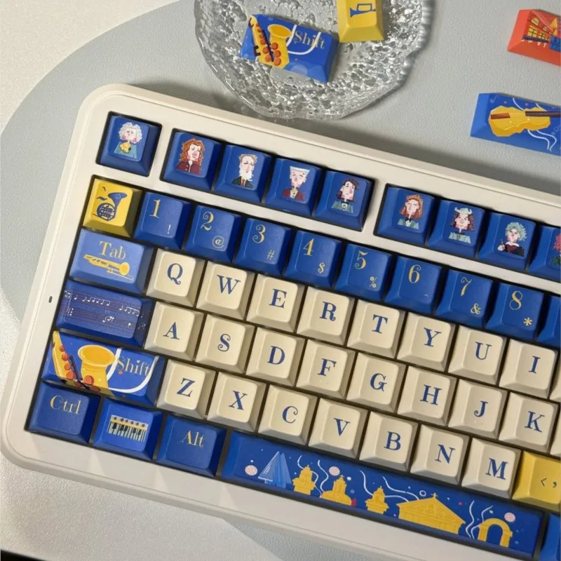 Фото 136 клавиш Cherry Profile Keycap GMK Стиль Ретро Музыкальная тема PBT Колпачки для клавиш Механическая клавиатура Игровая английская ISO-клавиатура Teclado №2