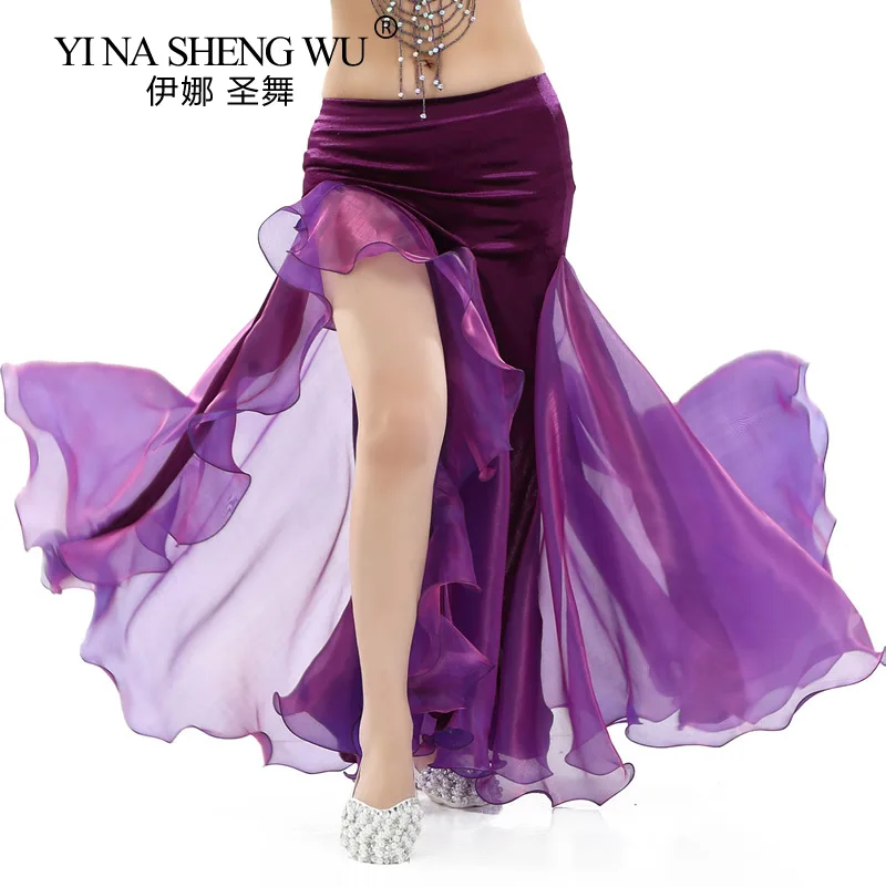 

Women Belly Dance Costume Lady Bellydancing Skirt 2-layer Mesh Skirt Bellydance Wrap Skirt Professional Performance Dancewear