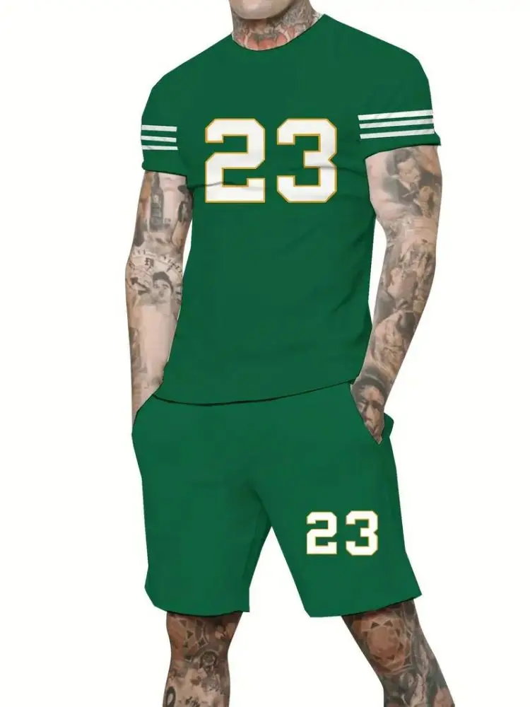 Футболка и шорты мужские с принтом цифр 23 Y2K