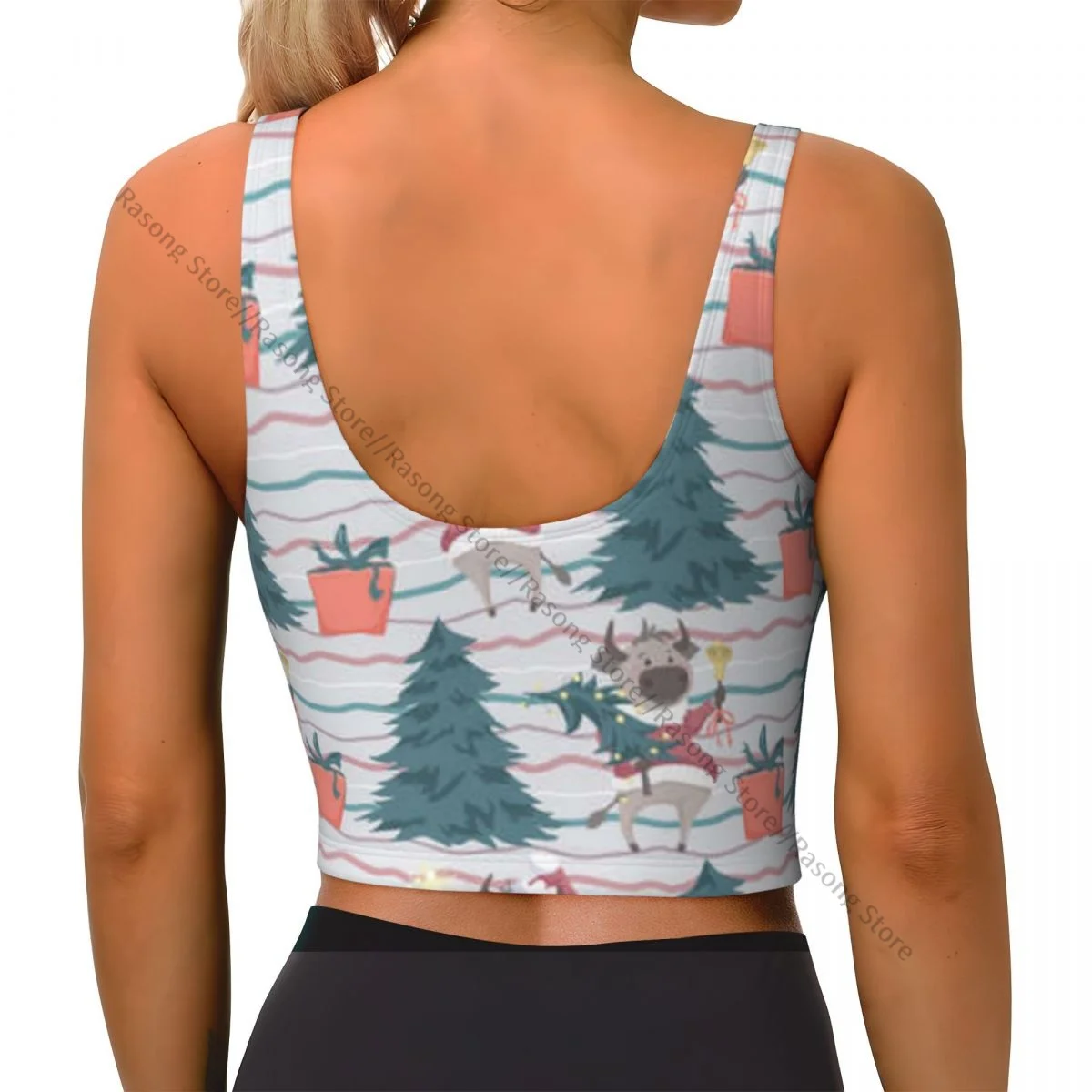 Жилет для йоги женский спортивный укороченный топ в разноцветную полоску