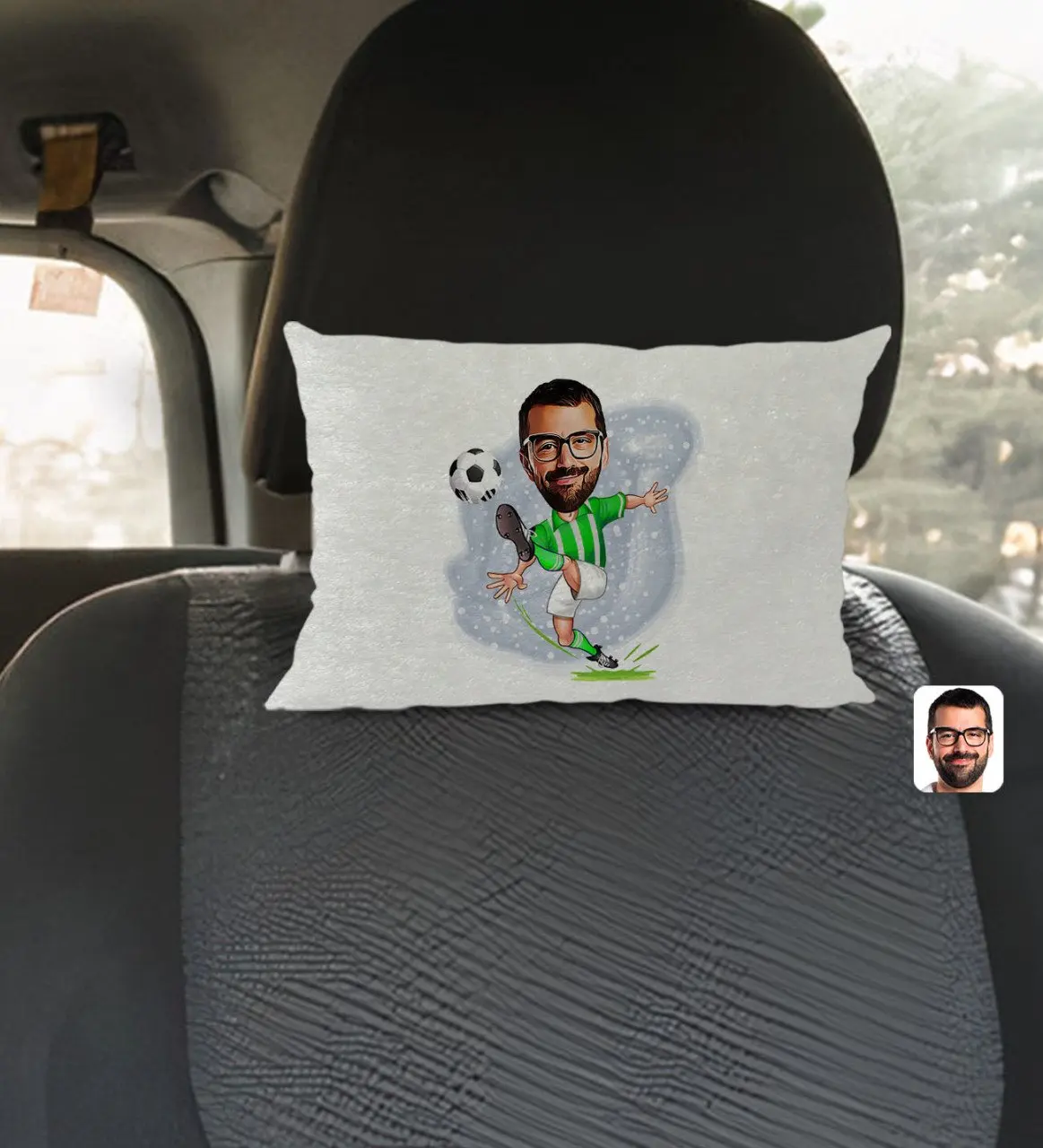 

Personalized Green White Football Player Karikatürlü Rectangle Car Seat Yastığı-1