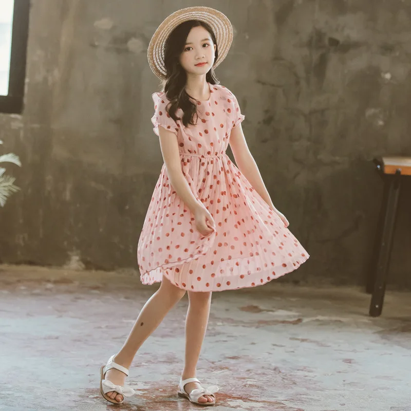 

2022 Summer Baby Kids Girls Clothes Dresses Party Sleeveless Polka Dot Flower Gown Dress 2 3 4 5 6 7 8 9 10 11 12 13 14 15 Years