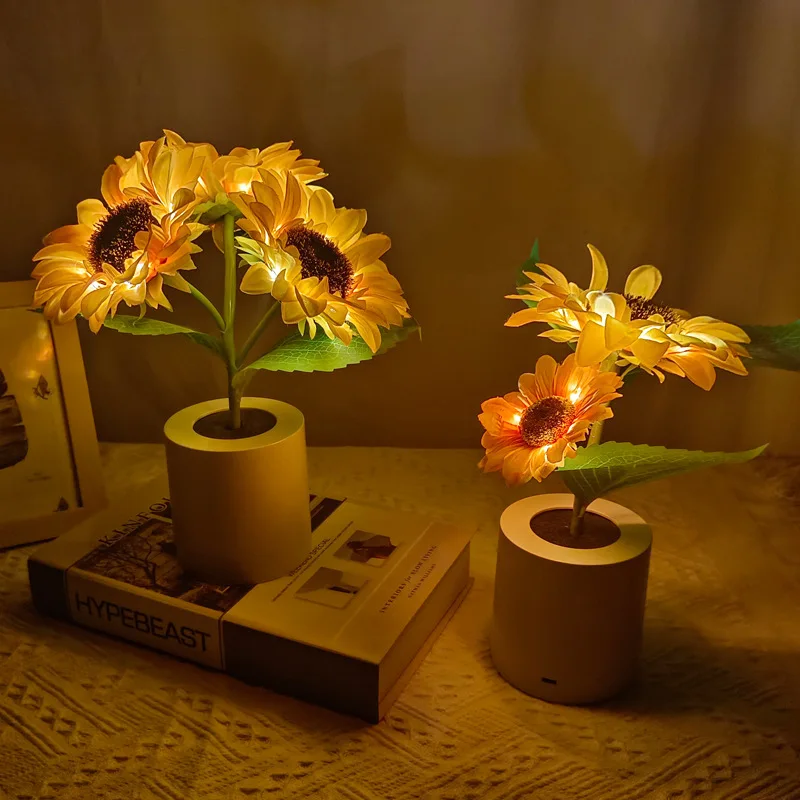 

LED Sunflower Table Lamp Valentine Fairy Light Night Light USB Flower Lighting Home Party Romantic Gift